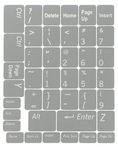 N48 Klavye Etiketleri - Açık Gri Arka Plan - Orta Boy Set - 12,5mm x 10,5mm